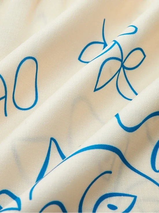 Commense "Ciao" Graphic Print Mini Dress - XS - Bell Sleeve & Tiered Hem - Picture 4 of 14